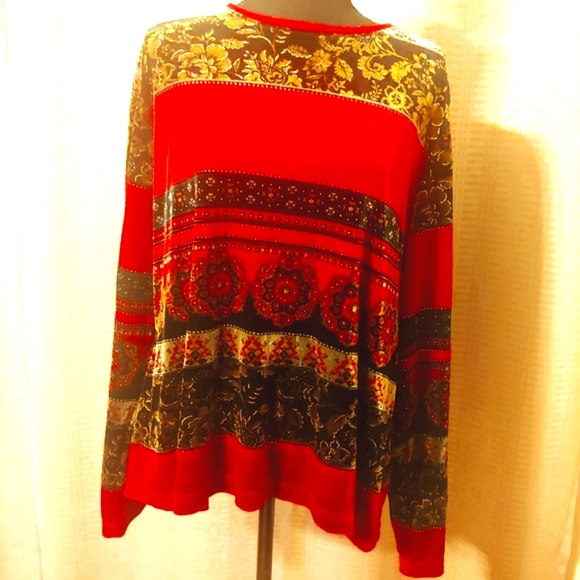 Vintage White Stag Velvety floral Christmas retro long sleeve Size XL - Picture 3 of 15